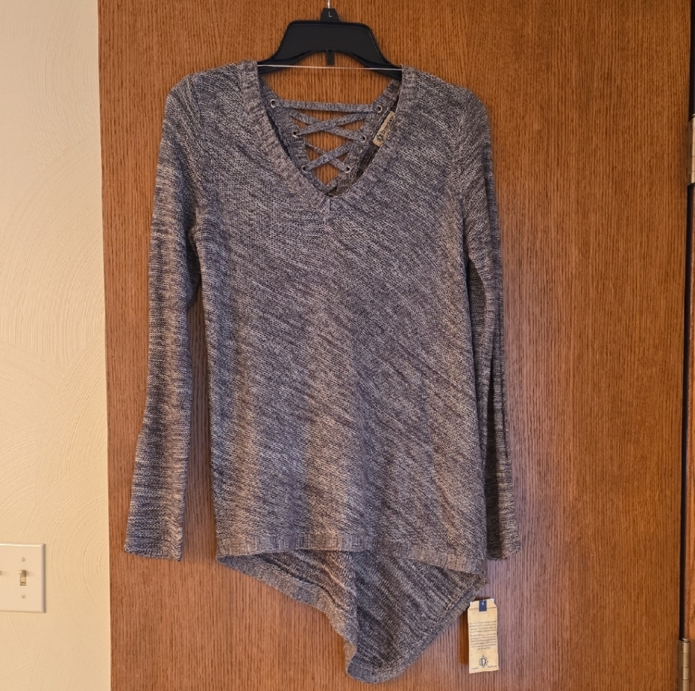 Democracy Heathered Gray Long Sleeve Top
